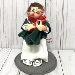 Vintage 1995 Annalee Doll Christmas 8” Choir Boy With Black Eye and Stand